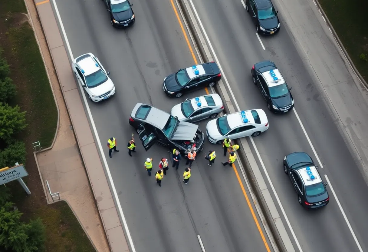 Emergency responders at a traffic crash site in Plymouth Township
