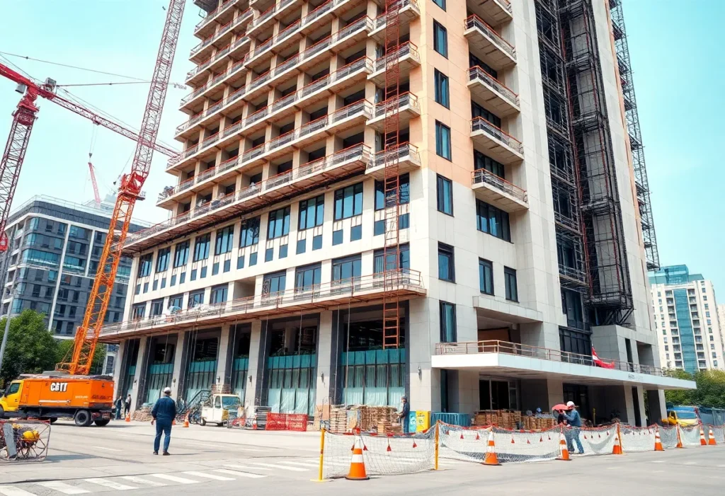 Construction site of a hotel renovation project