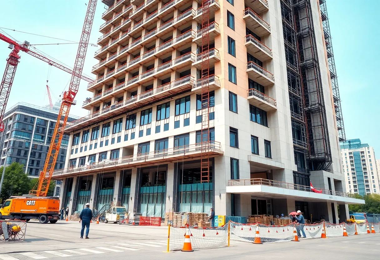 Construction site of a hotel renovation project