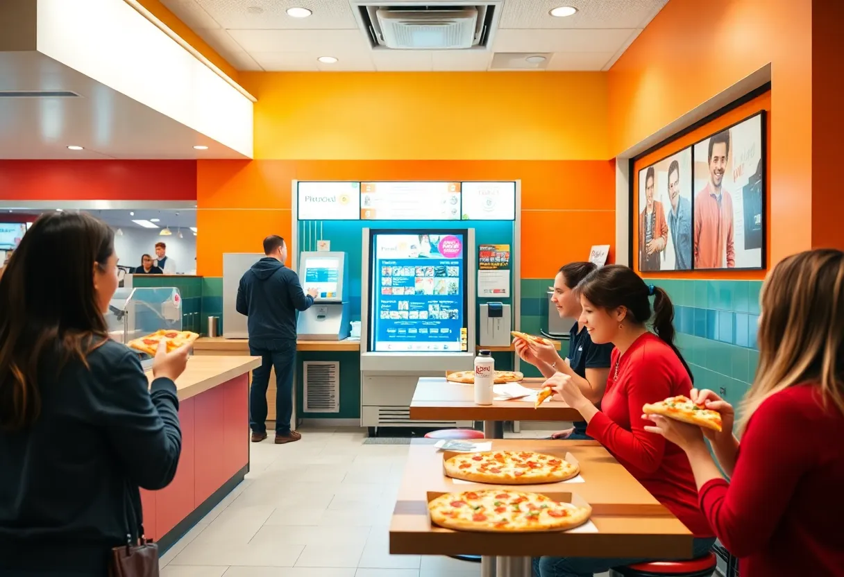 Interior view of the newly renovated Little Caesars restaurant