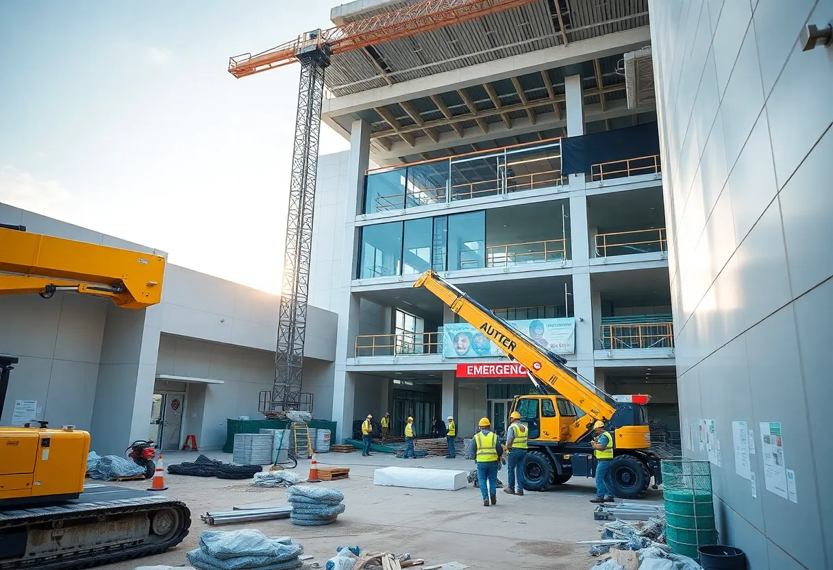 Construction site of Trinity Health Ann Arbor's Emergency Department renovation