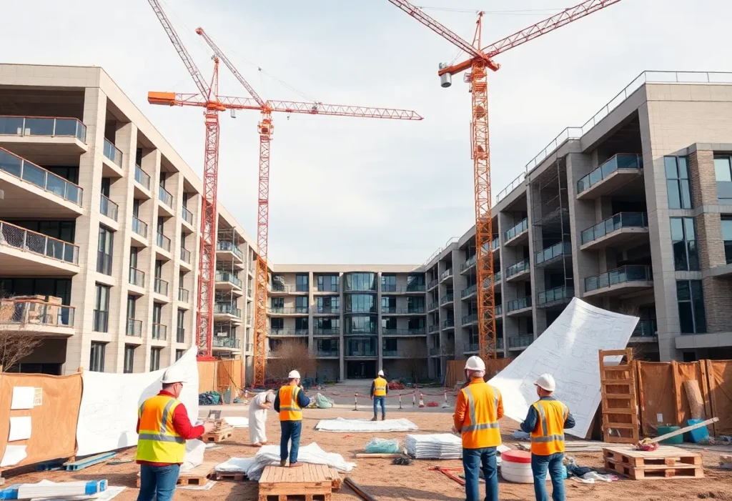 Construction scene at the University of Michigan during renovation