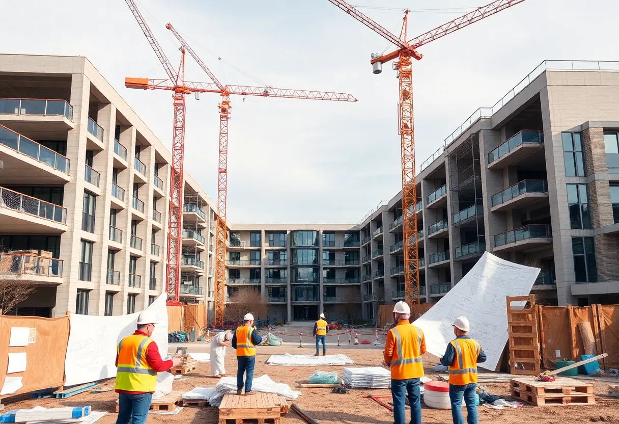 Construction scene at the University of Michigan during renovation