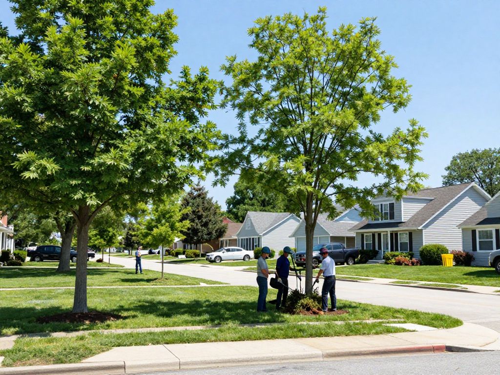 ISA Certified Arborists conducting tree care service in Plymouth MI neighborhood