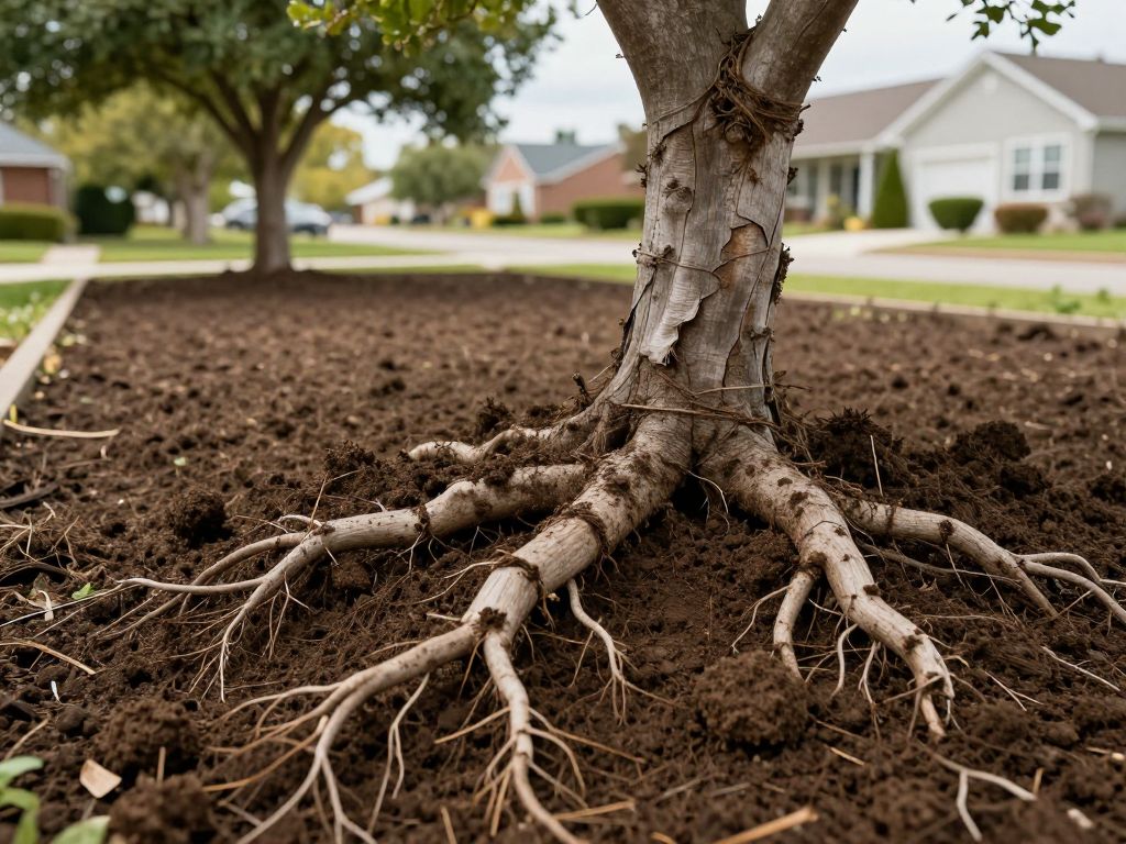 Close-up of healthy soil supporting tree growth in Plymouth MI