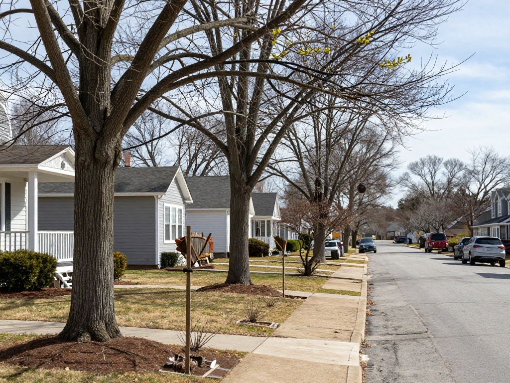 Homeowners in Plymouth MI pruning trees as spring approaches for maintaining tree health.