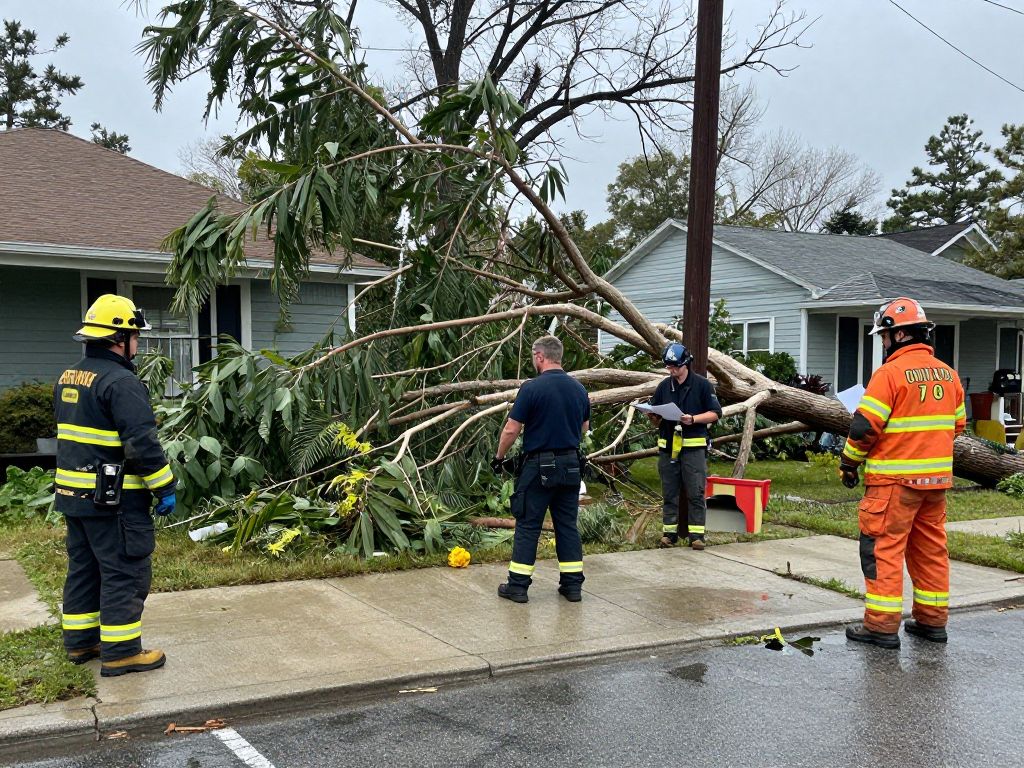 Emergency response to fallen trees in Plymouth MI after a storm